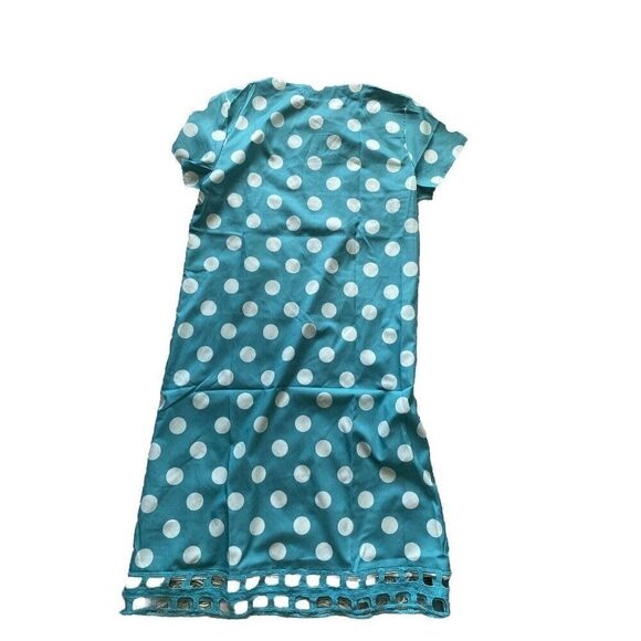 Just Fashion Now Dress Blue White Polkadot Shift Turquoise Medium Mid Length - Picture 2 of 6